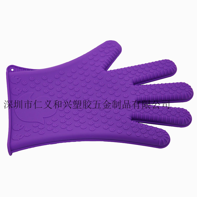 紫色硅胶火焰手套